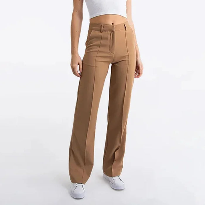 Classic High Waist Straight Leg Trousers for Women