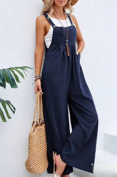 Relaxed Fit Linen Jumpsuit for Women - VogeLuxe