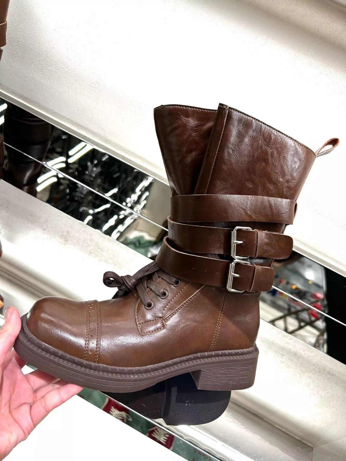 Strap Leather High Heel Ankle Boots - BritishElegance