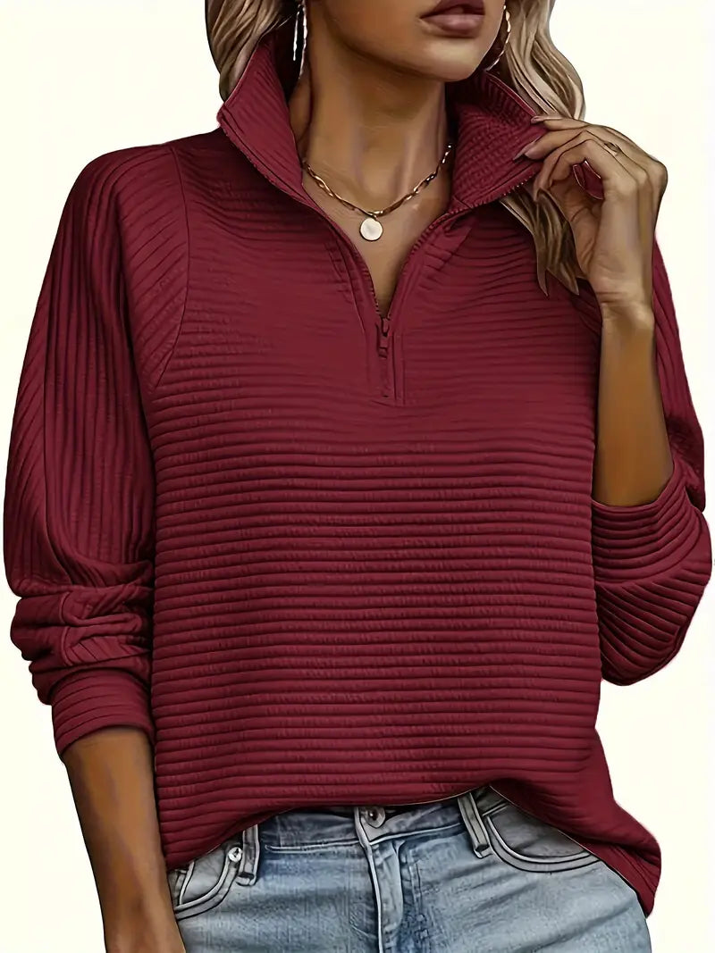 Casual Women's Quarter Zip Knit Sweater