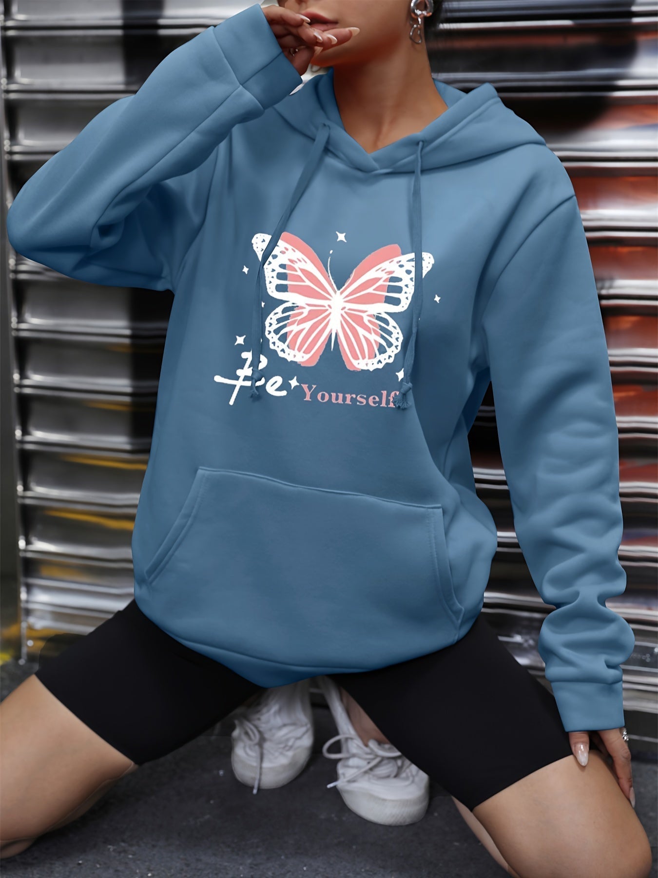 Relaxed Fit Women's Hoodie with Fun Graphic Pocket - VogeLuxe