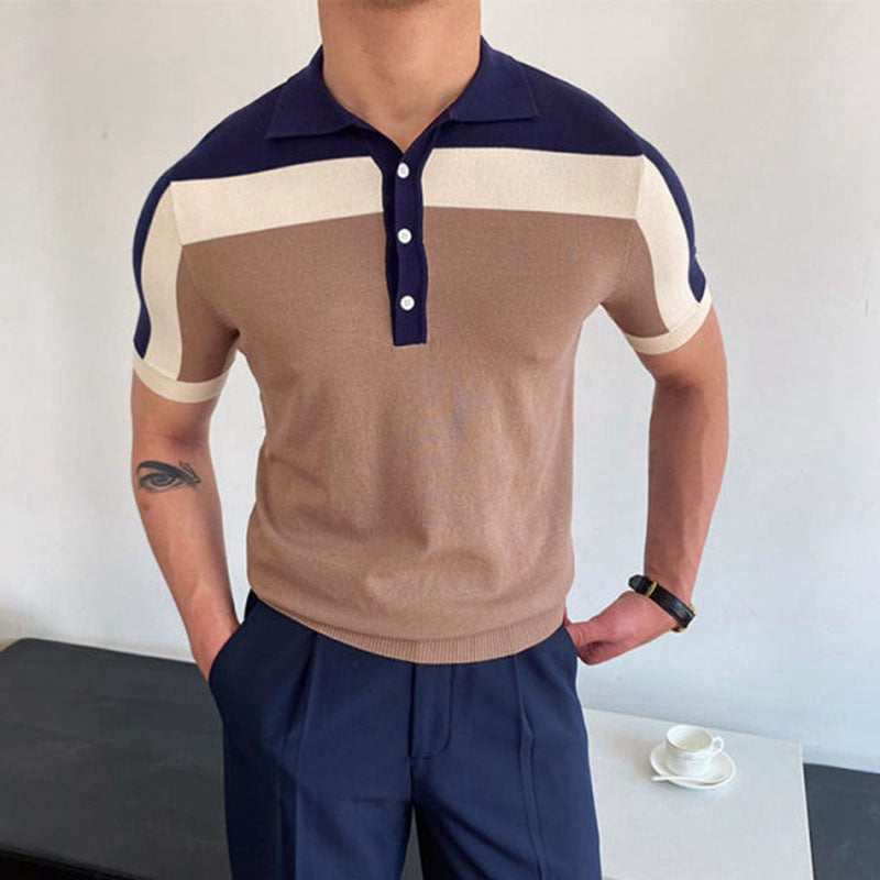 Casual Men's Stripe Short Sleeve Polo Shirt - VogeLuxe
