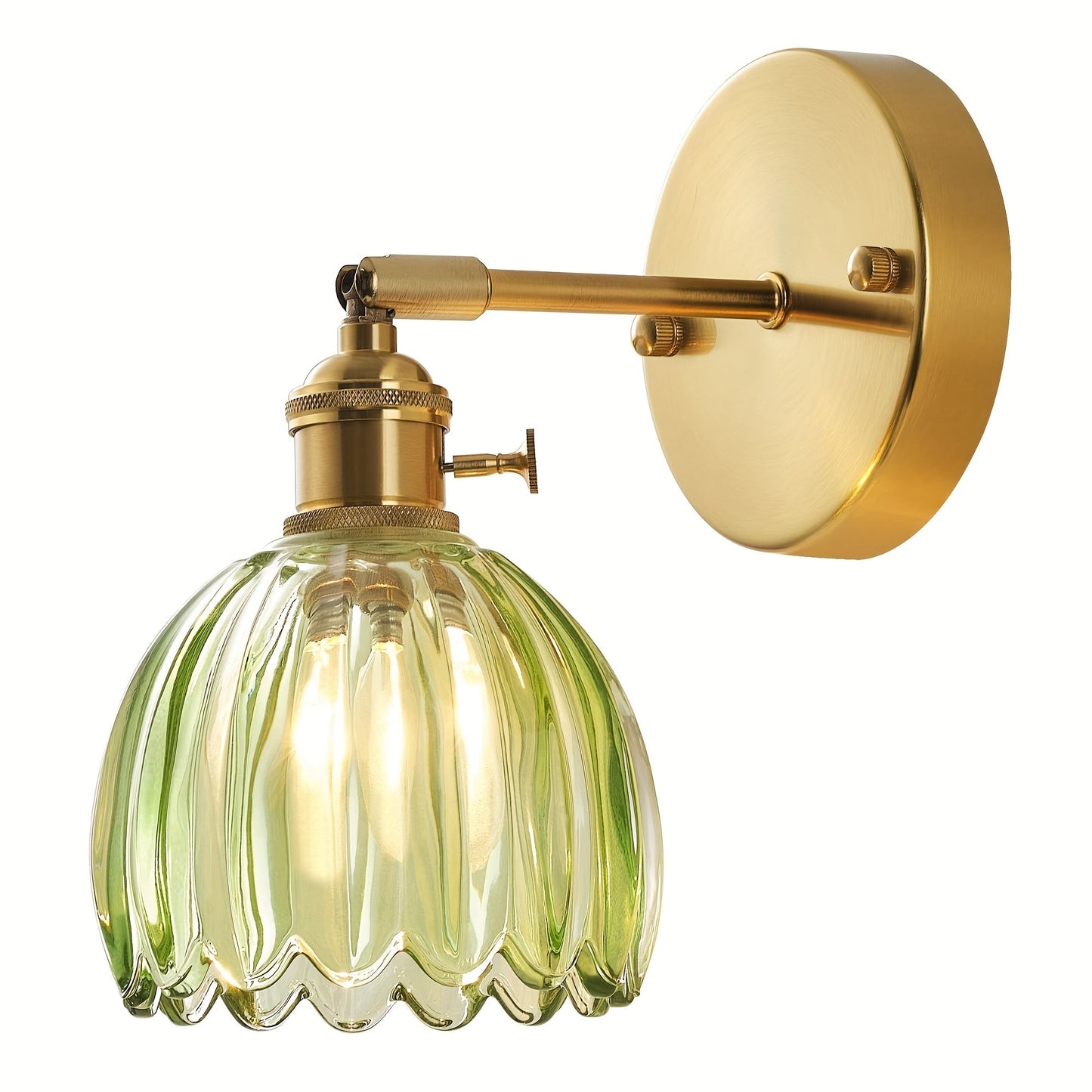 Stylish Glass Wall Light | Rose Ribbed Shade & Gold Finish