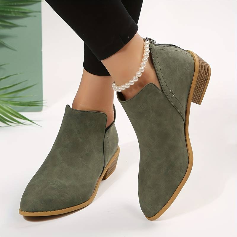 Ladies High Heel Ankle Boots Pointed Toe - VogeLuxe