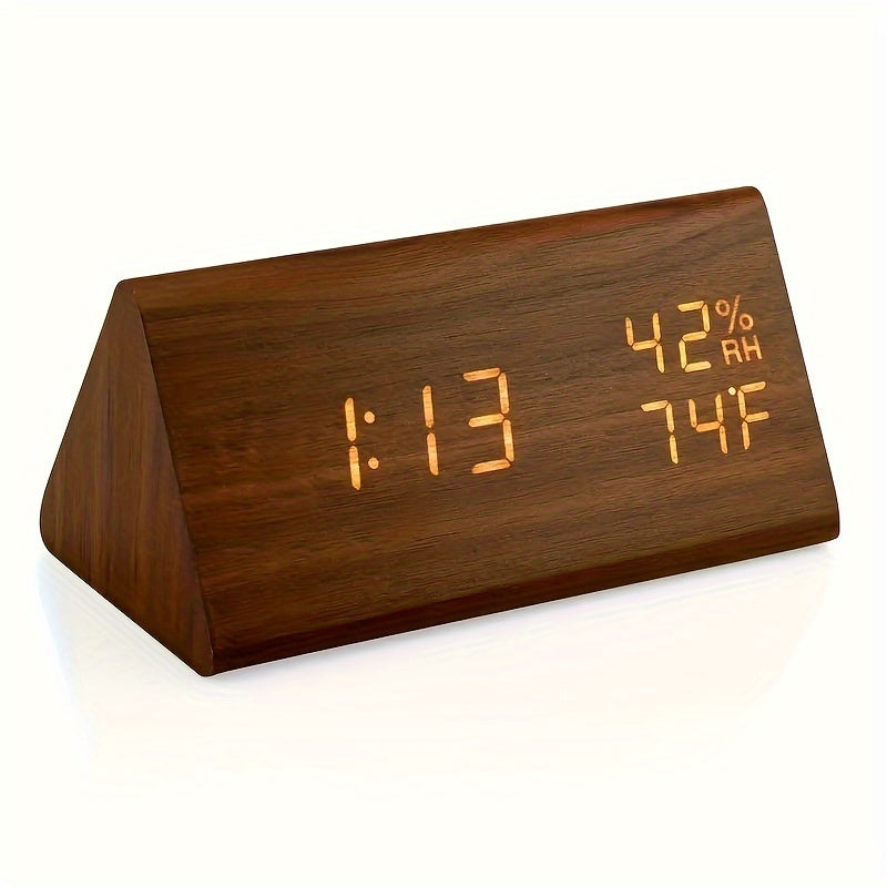 Smart Wood LED Clock with Temperature and Humidity