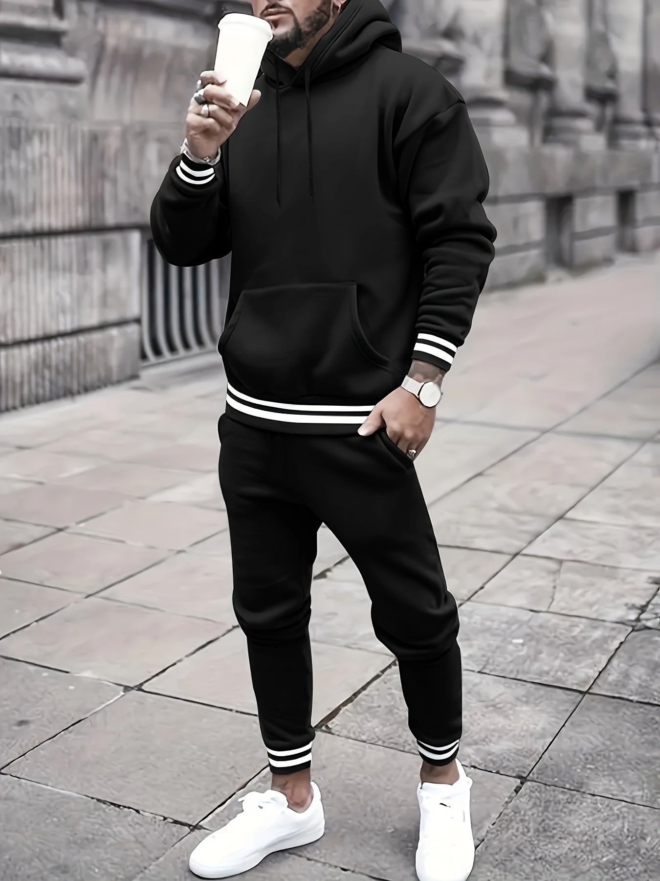 Relaxed Fit Graphic Print Men's Track Suit