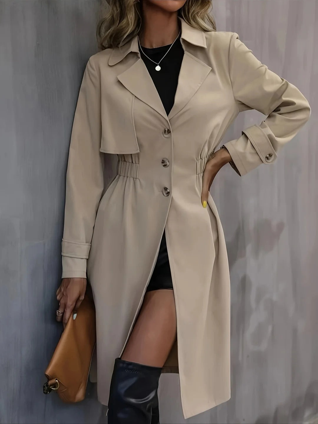 Classic Women's Trench Coat with Stretch Waist