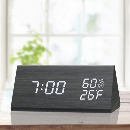 Smart Wood LED Clock with Temperature and Humidity