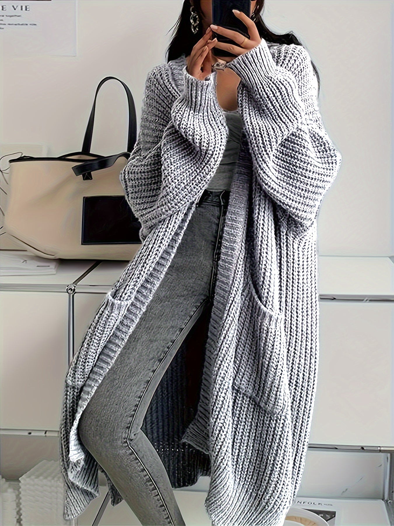 Cozy Oversized Pocket Women's Wool Cardigan Sweater