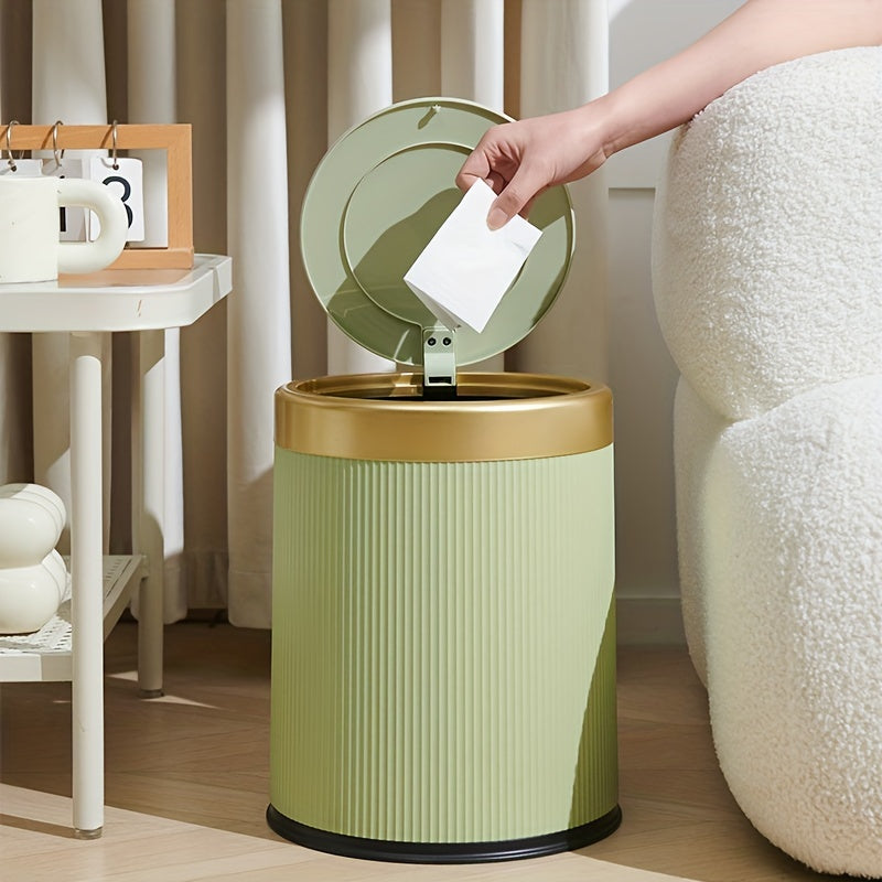 Premium Round Waste Basket | Touch-Top Kitchen Trash Can - VogeLuxe