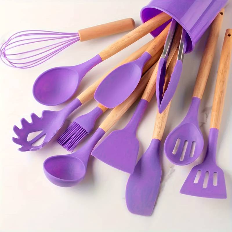 Essential 12-Piece Kitchen Tool Set with Silicone and Wood