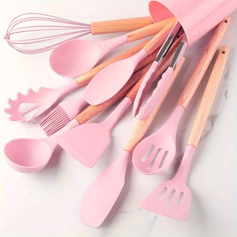 Essential 12-Piece Kitchen Tool Set with Silicone and Wood