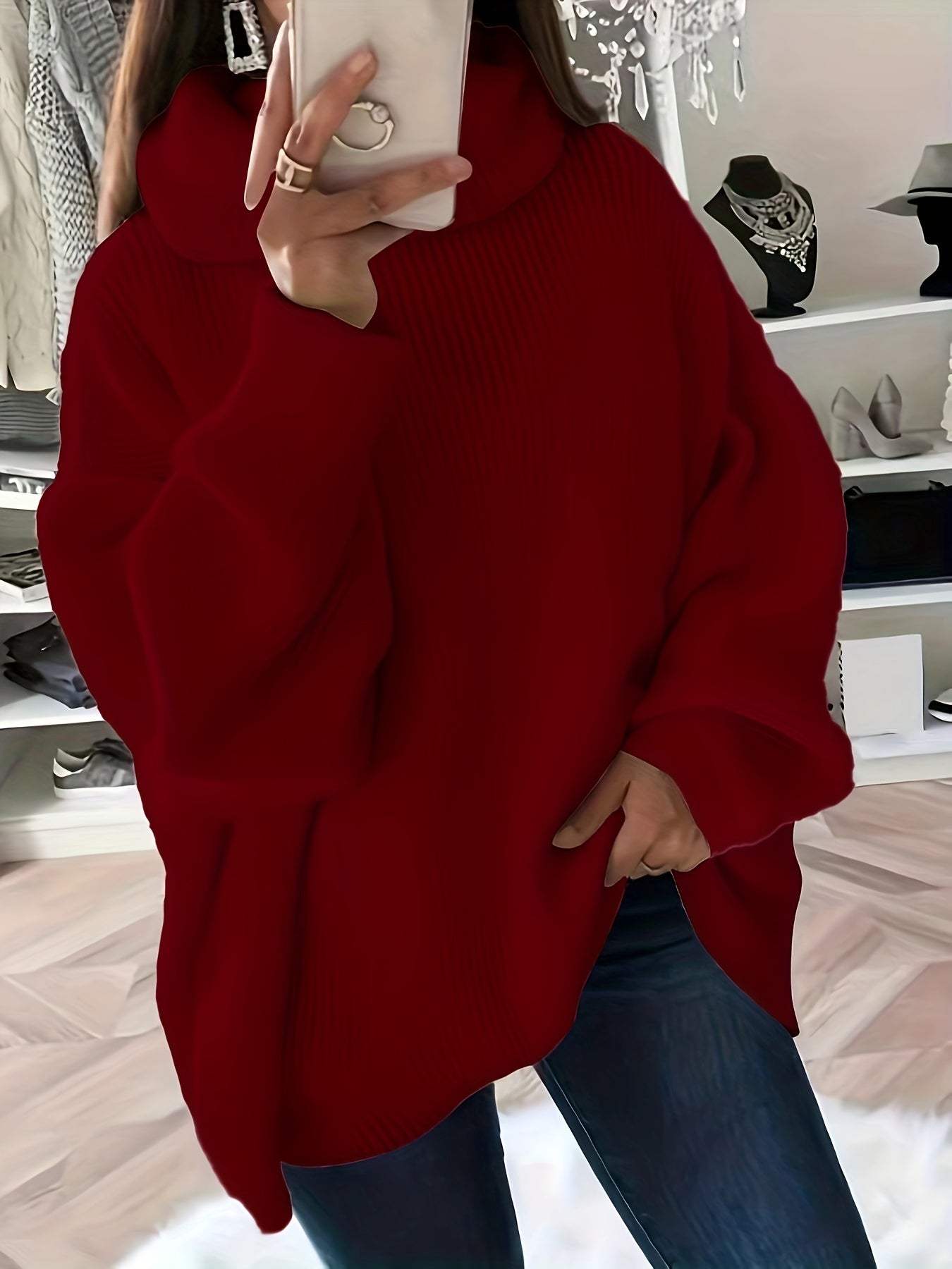 Women's Large Cozy Crew Neck Winter Sweater