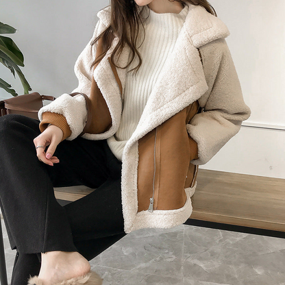 Warm Fleece Women's Large Sherpa Coat - VogeLuxe