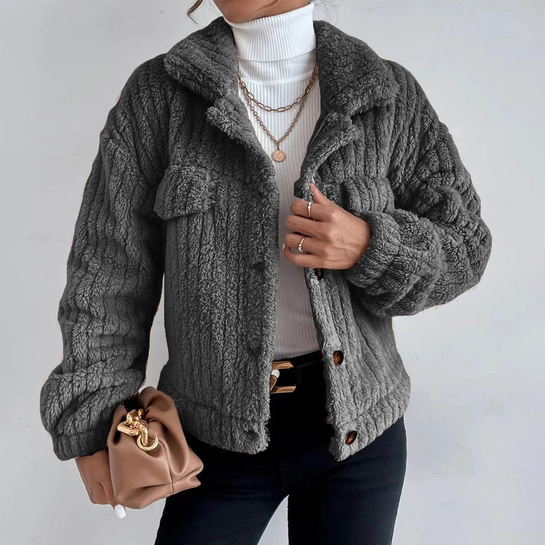 Warm Fleece Lined Women's Button Down Jacket