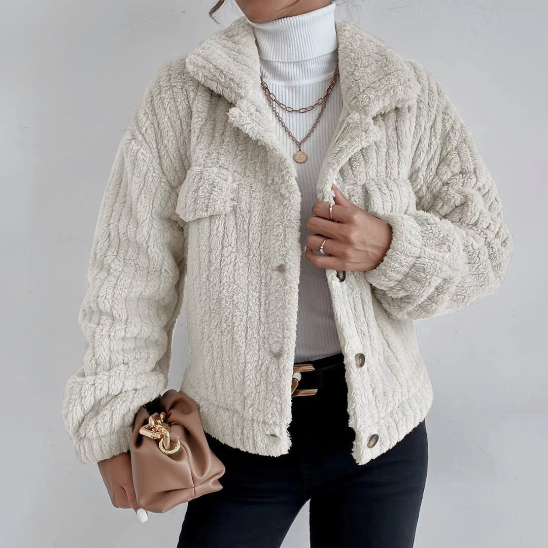 Warm Fleece Lined Women's Button Down Jacket
