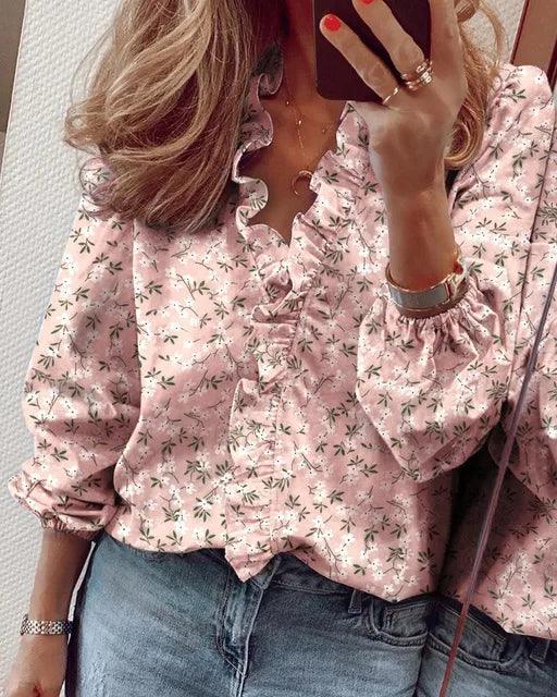 Ladies' Chic Ruffled Long Sleeve Shirt