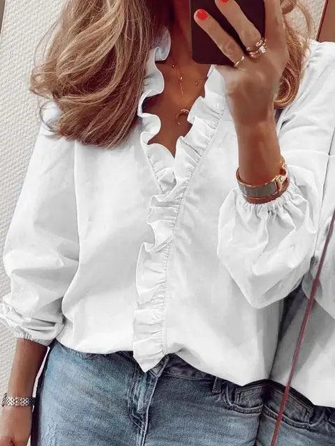 Ladies' Chic Ruffled Long Sleeve Shirt