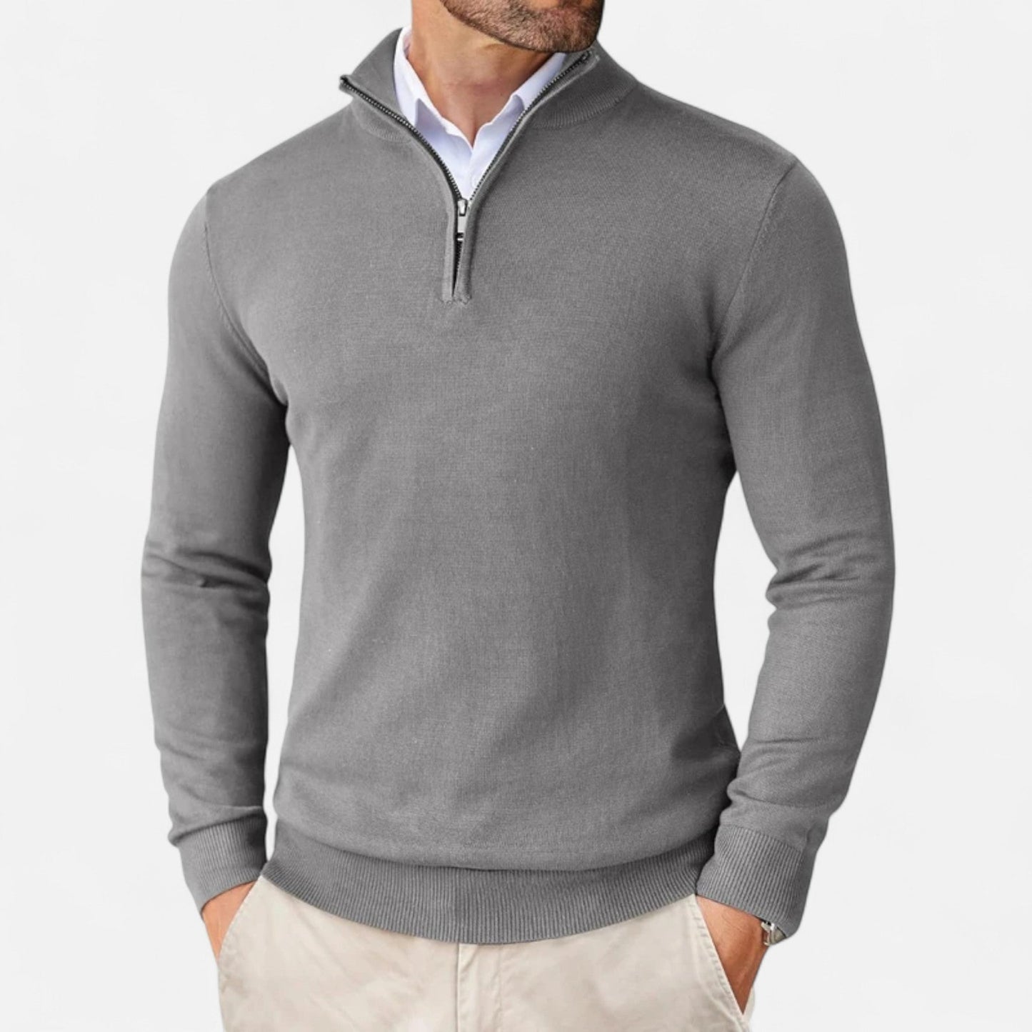 Fitted Men's Quarter Zip Sweater