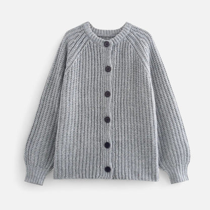 Cozy Womens Classic Crew Neck Knit Cardigan