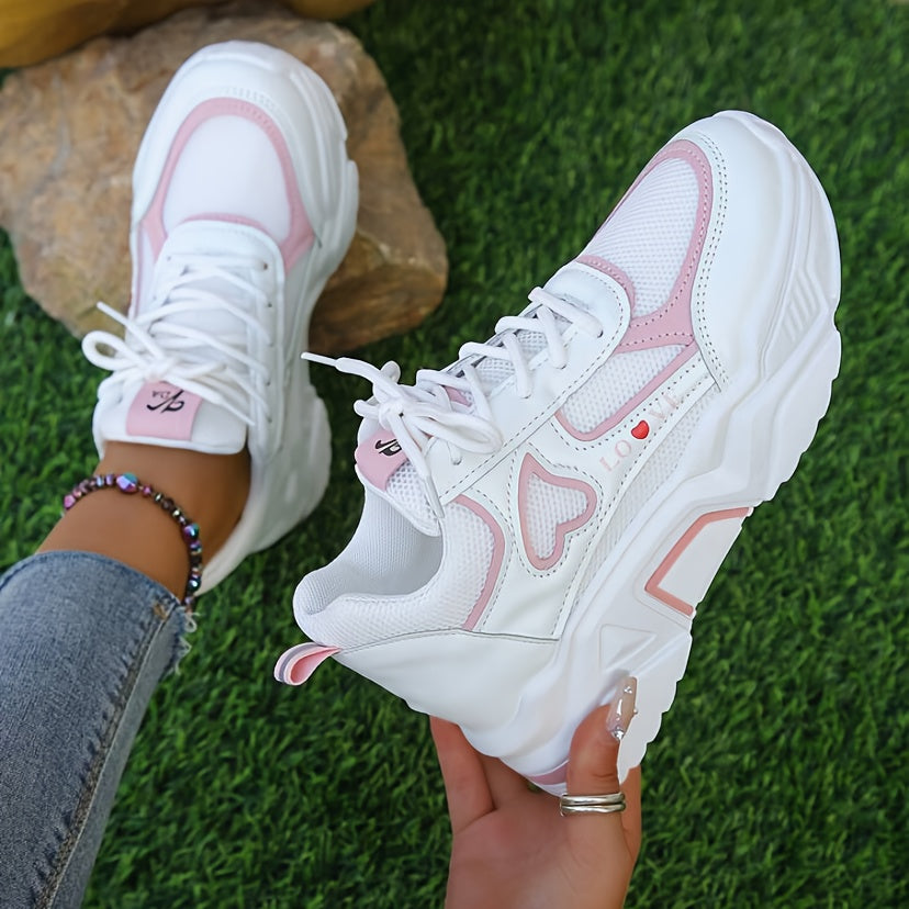 Fashionable Heart Design Comfortable Women's Sneakers - BritishElegance