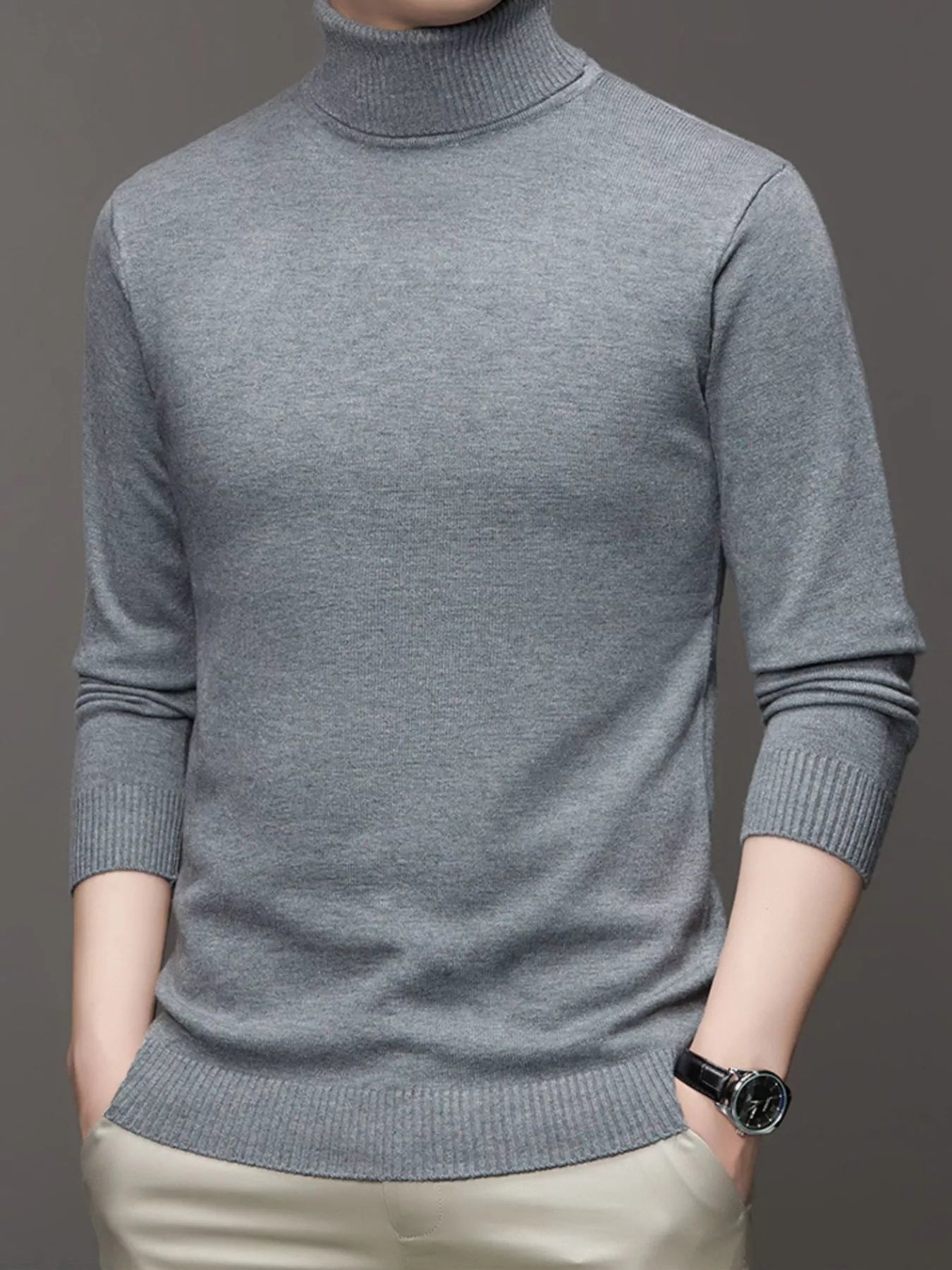 Men's Large Fit Crew Neck Knit Sweater