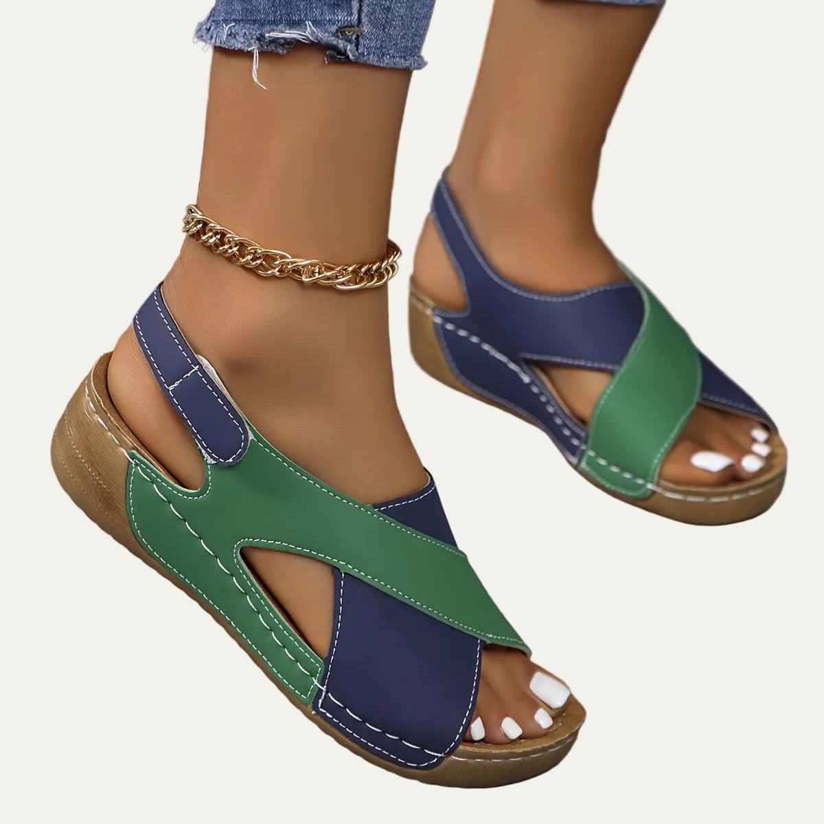 VogeLuxe | Women’s Low Wedge Sandal with Criss Cross Toe Design