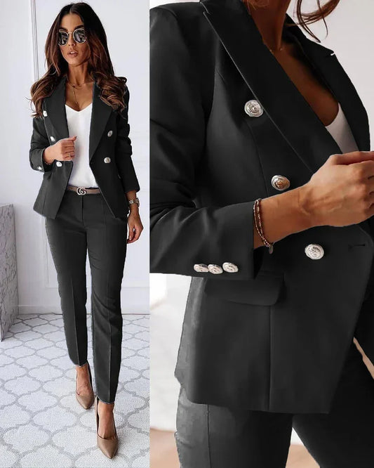 Classic Fit Women's Blazer Suit with Trousers - BritishElegance