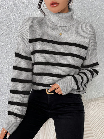 Soft Grey Winter Turtleneck Sweater