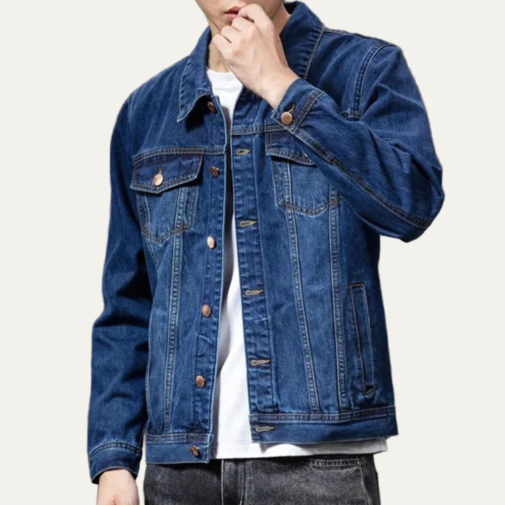 Men’s Single Breasted Denim Jacket Casual Streetwear Coat – VogeLuxe
