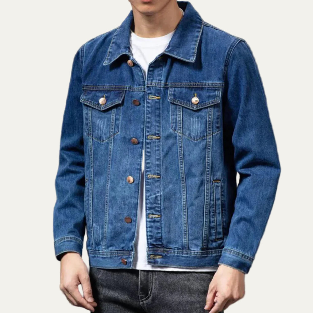 Men’s Single Breasted Denim Jacket Casual Streetwear Coat – VogeLuxe