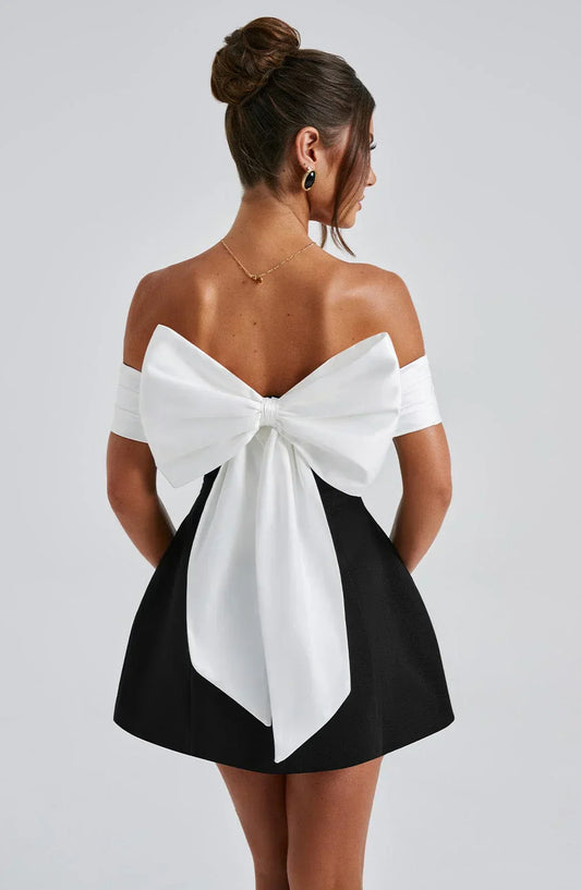 Chic Little Black Dress with Cute Bow Accent - VogeLuxe