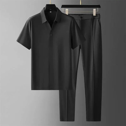 Casual Summer Shirt and Slim Fit Pants Set - VogeLuxe