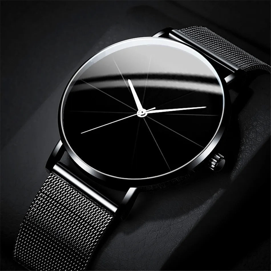 Premium Mens Watch with Large Leather Strap Dial