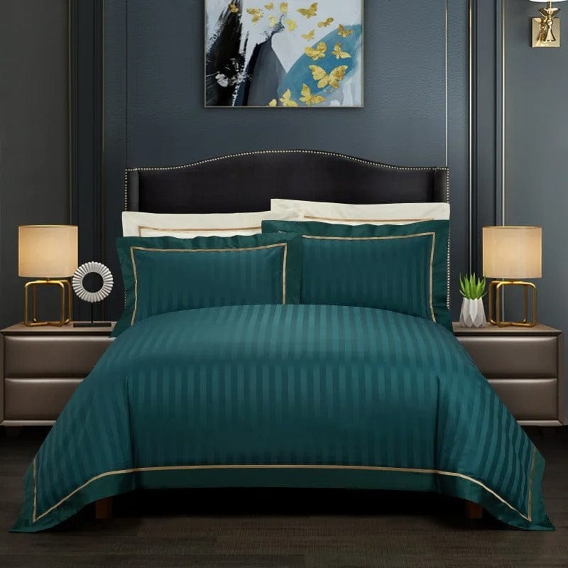 Luxurious Green Duvet Cover Set in Soft Cotton - BritishElegance