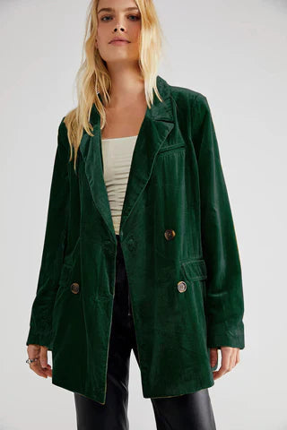 Ladies' Classic Velvet Jacket with Buttons