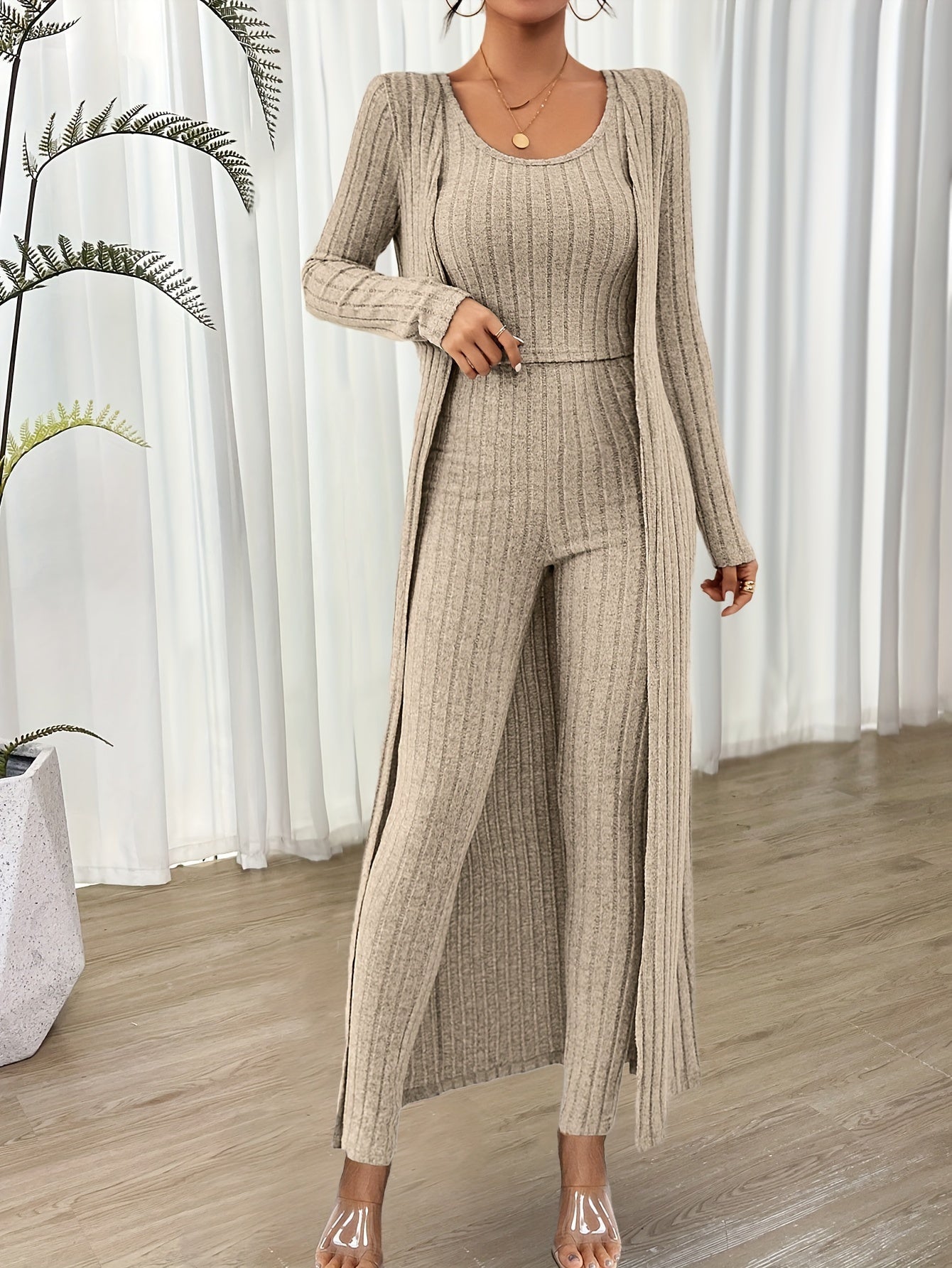 Comfortable Women's 2 Piece Crop Top and High Waist Pants Set
