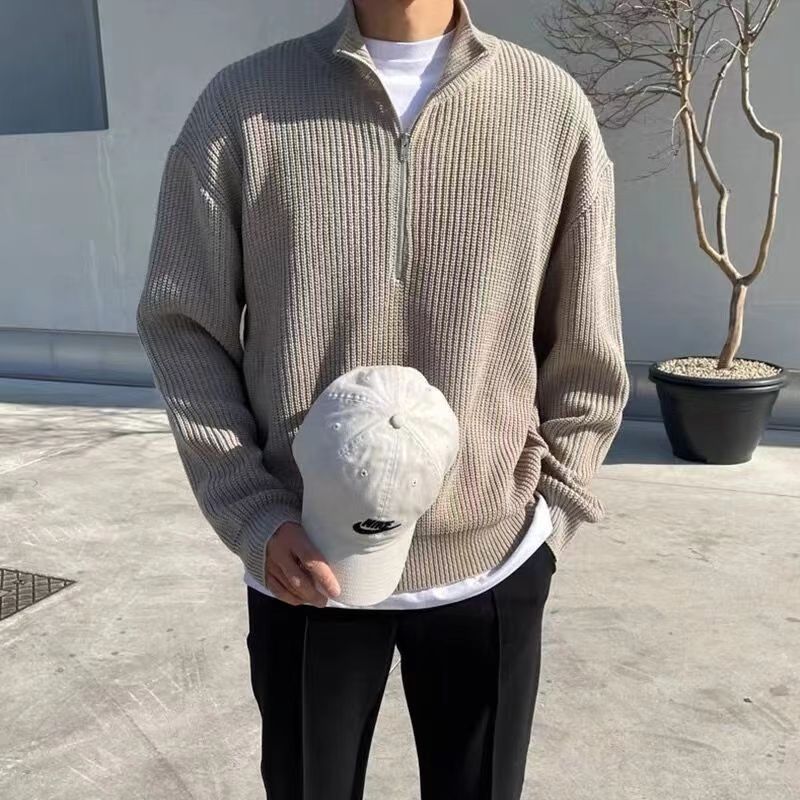 Men's Soft Quarter Zip Knitted Crew Sweater