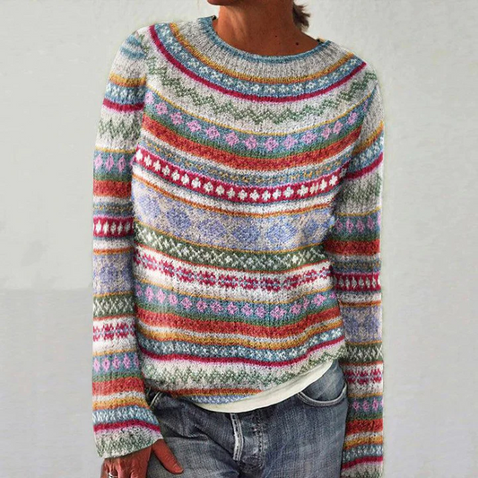 Warm Colorful Winter Sweater for Women - BritishElegance