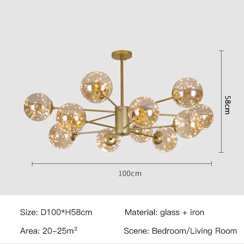 Luxury Glass Pendant Chandelier Light Fixture