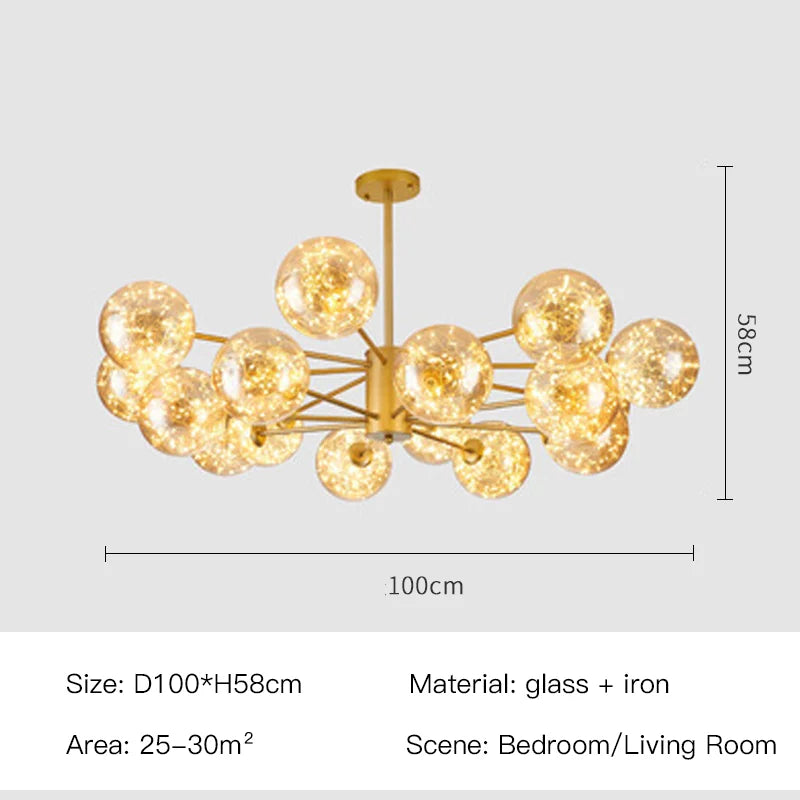 Luxury Glass Pendant Chandelier Light Fixture