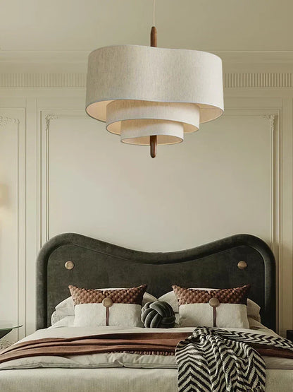 Stylish Fabric Hanging Lamp with Creamy Shade - BritishElegance