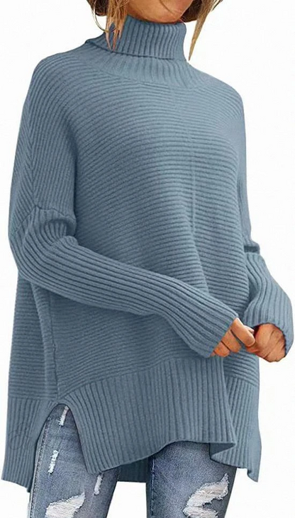Cozy Women's Blue Crew Neck Sweater for Winter