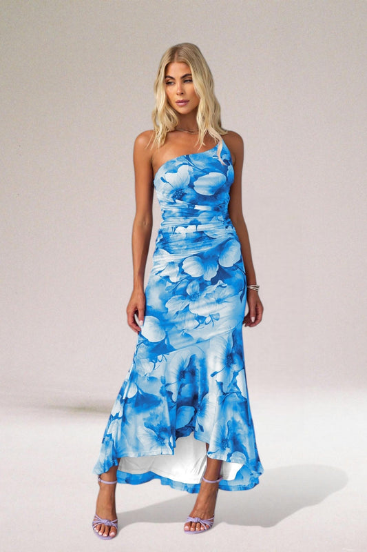 Beautiful Flower Print Long Dress for Special Events - VogeLuxe