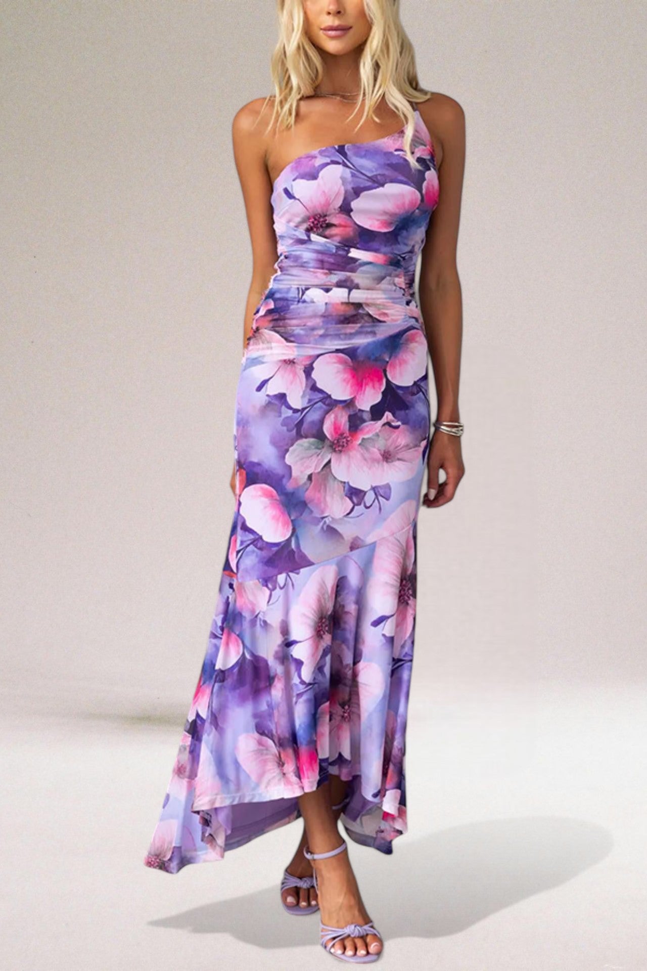 Beautiful Flower Print Long Dress for Special Events