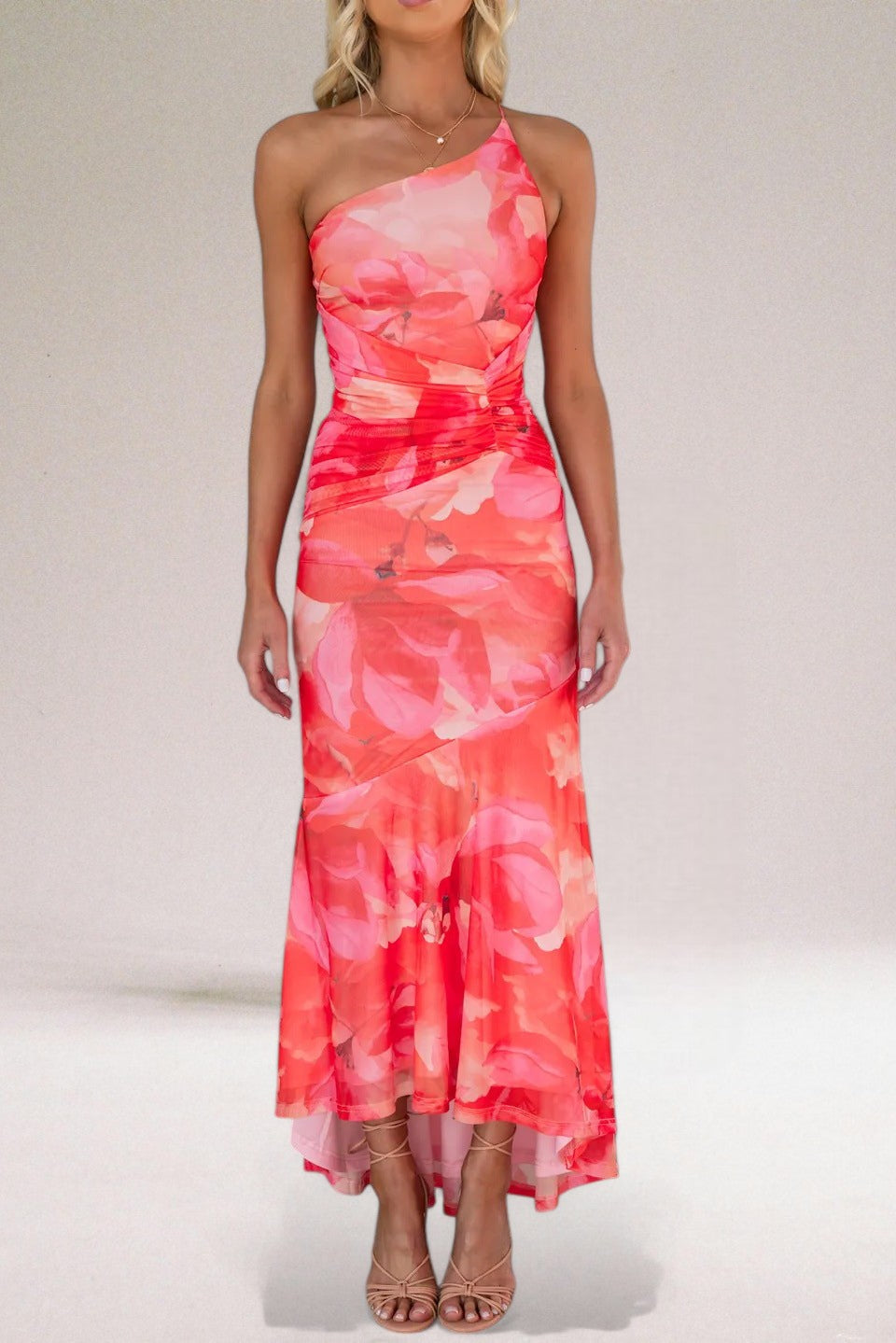 Beautiful Flower Print Long Dress for Special Events