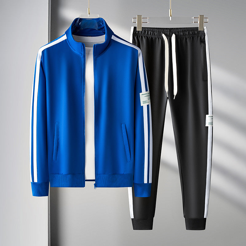 Men's Sporty 2-Piece Tracksuit Set with Stripe Jacket Pants