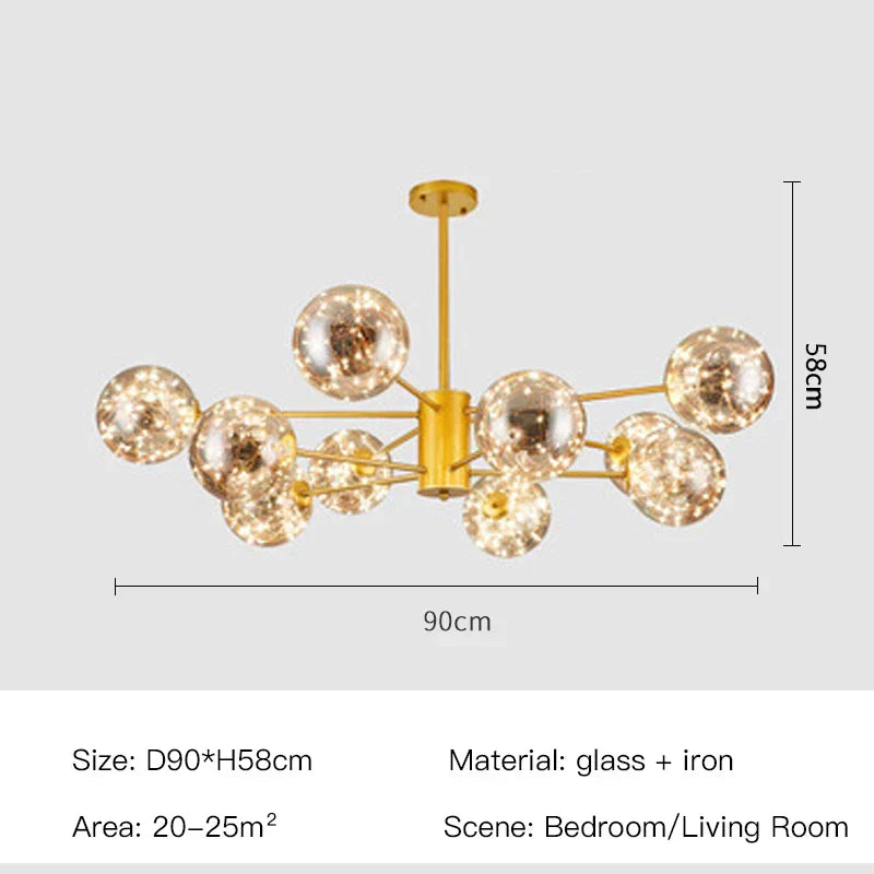 Luxury Glass Pendant Chandelier Light Fixture