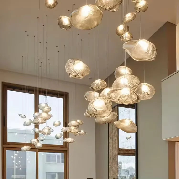 Elegant Glass Drop Chandelier With Metal Frame