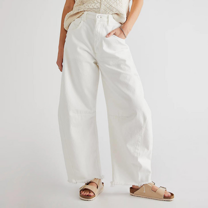 Relaxed Fit Distressed Wide Leg Women's Jeans
